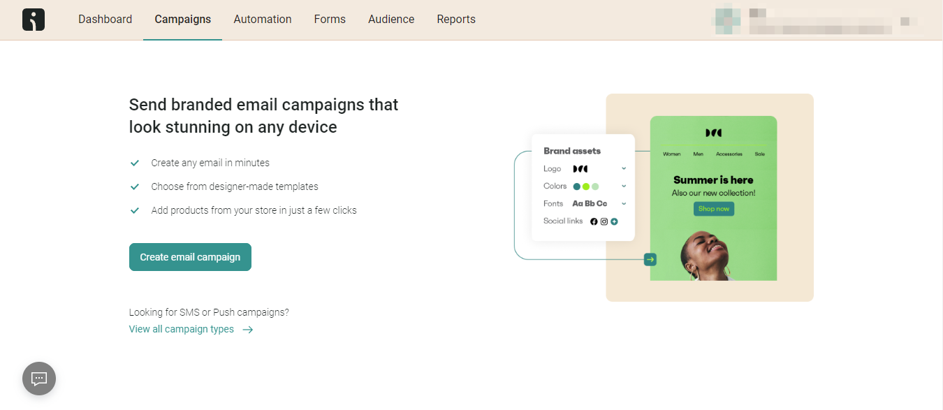 Omnisend dashboard