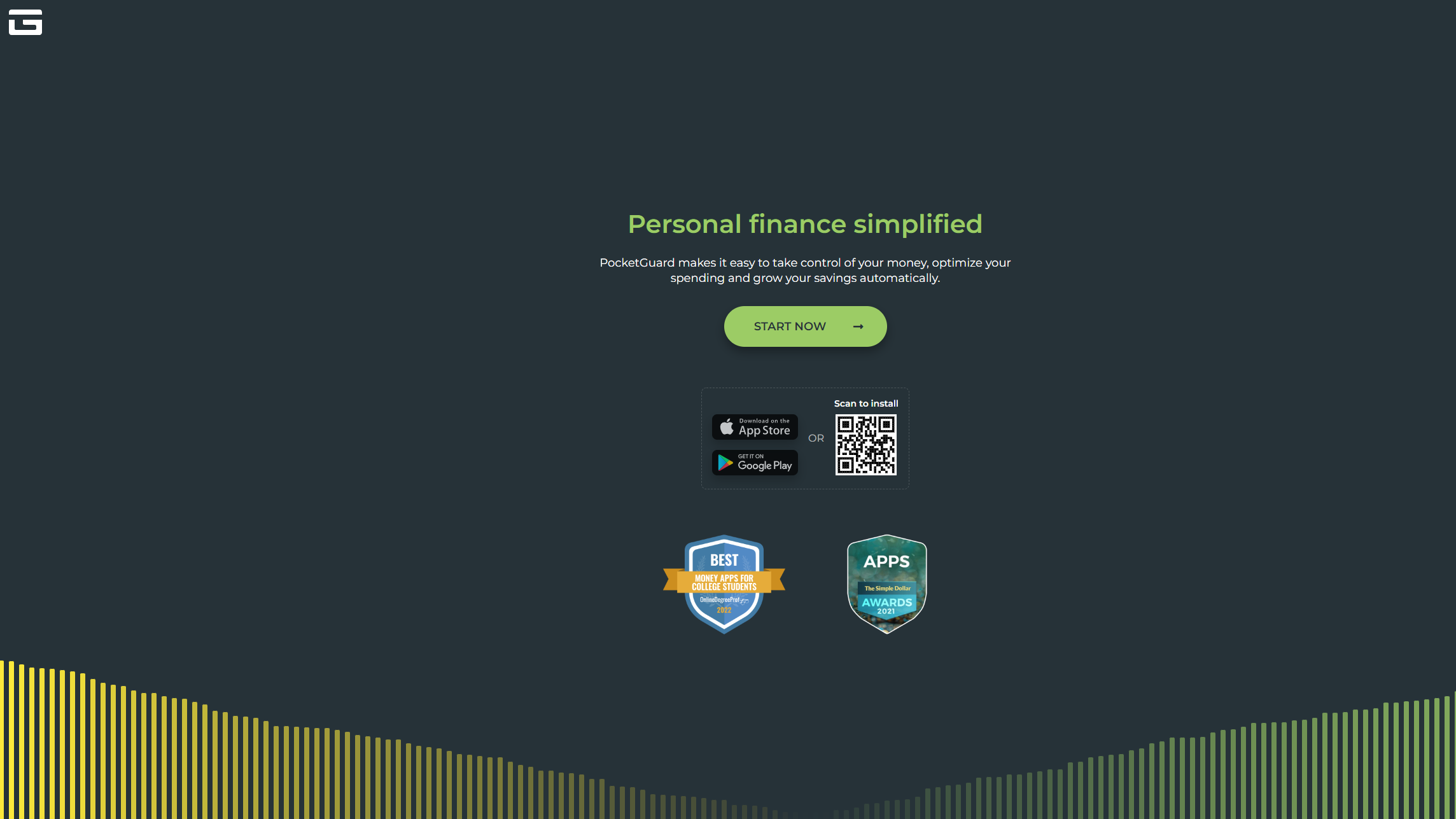 Website screenshot for PocketGuard