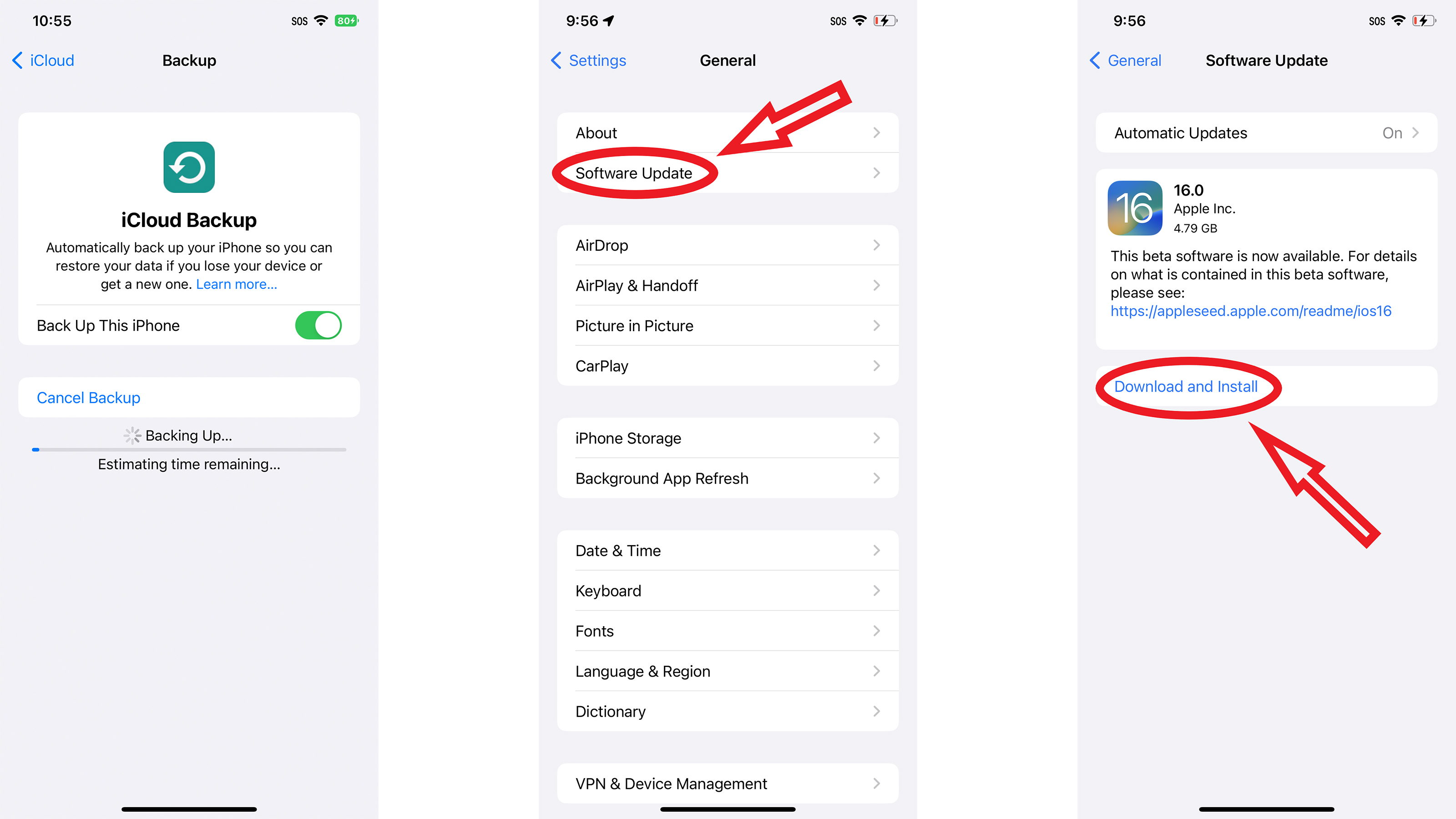 iOS 16 update process screen shot