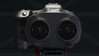 The RF 5.2mm f/2.8L dual fisheye lens on a Canon EOS R5 camera