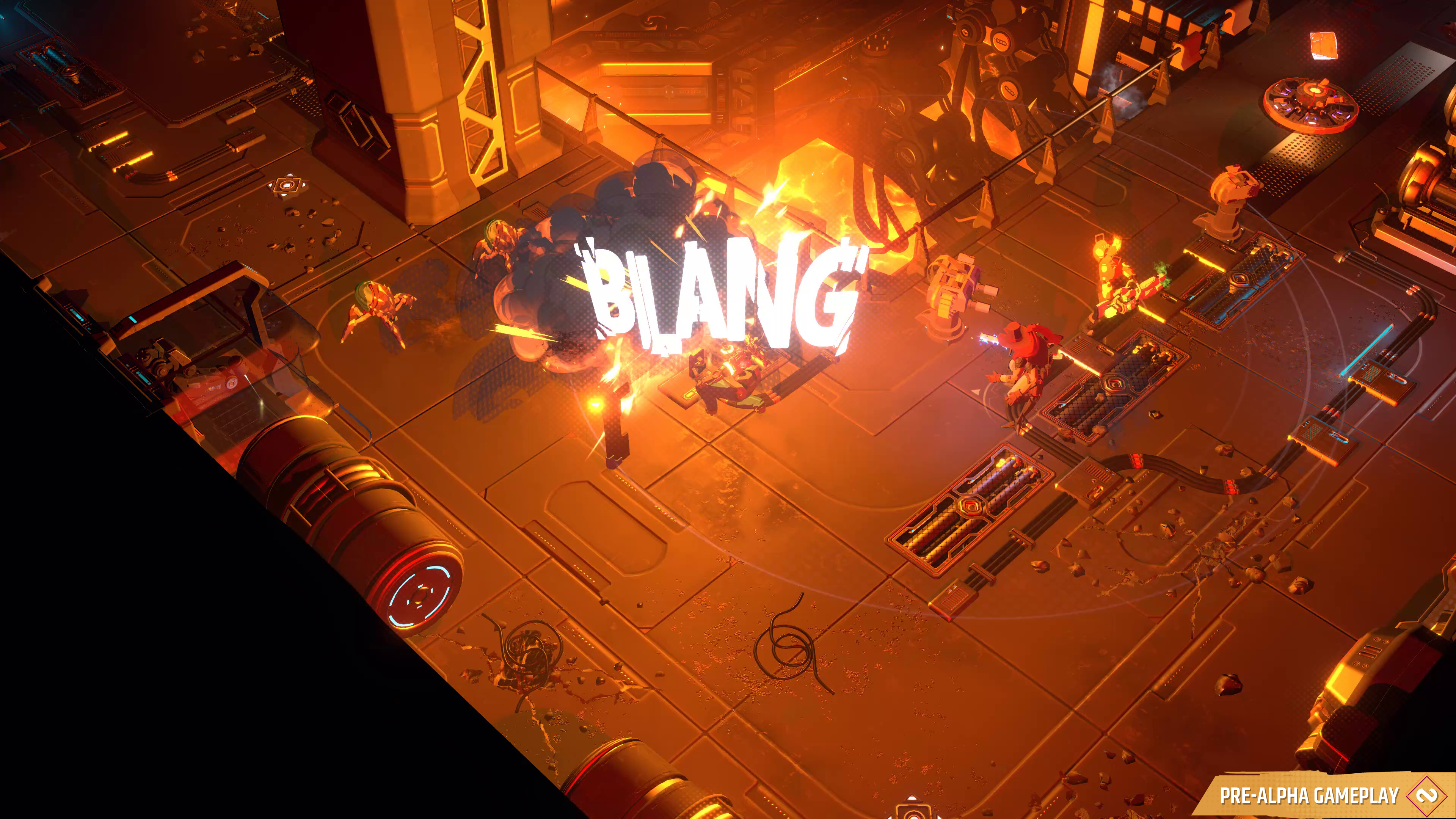 An explosion with the word BLANG written over it in Endless Dungeon