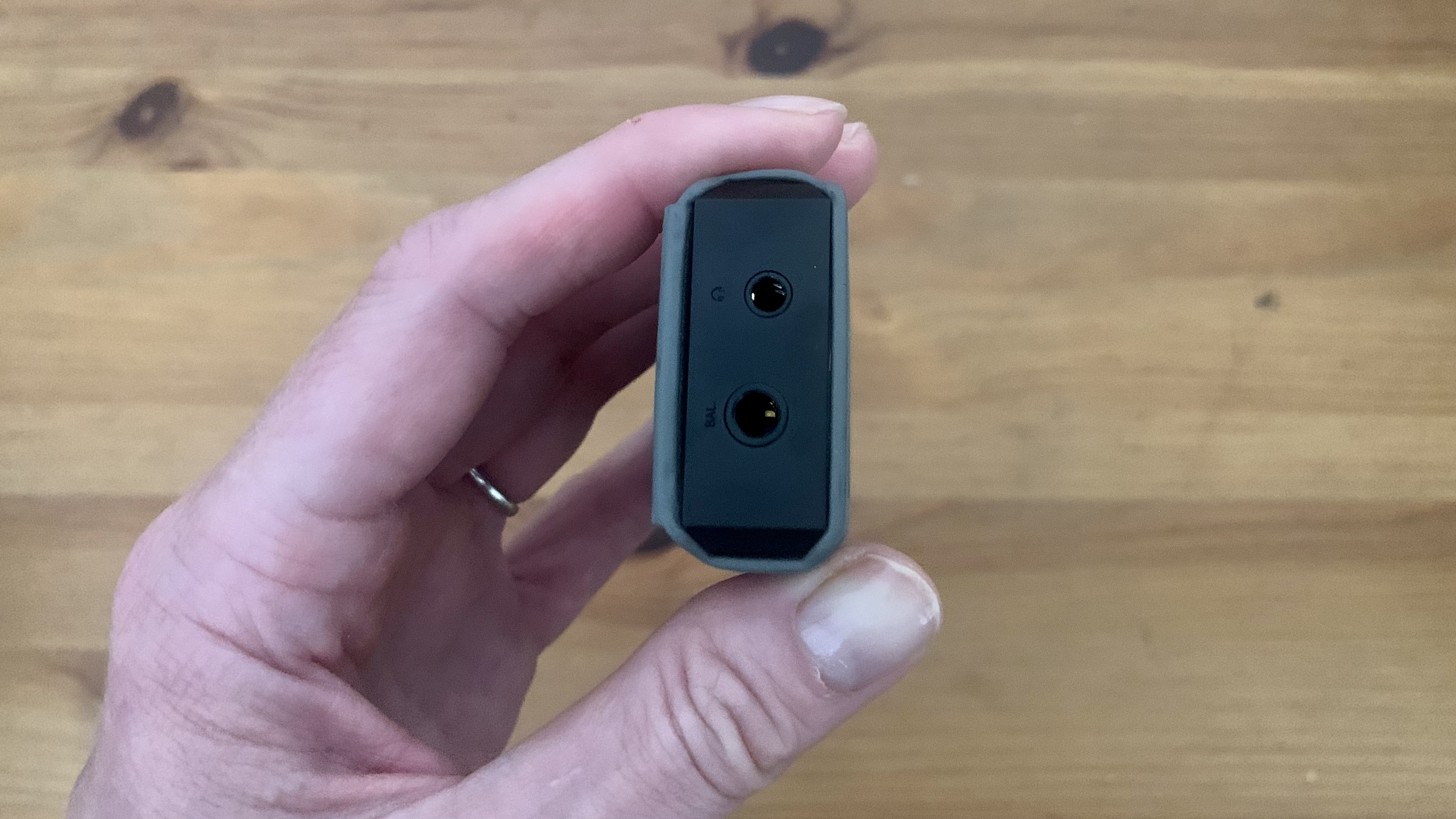 Fiio BTR7's top edge, showing the 3.5mm and 4.4mm headphone jacks