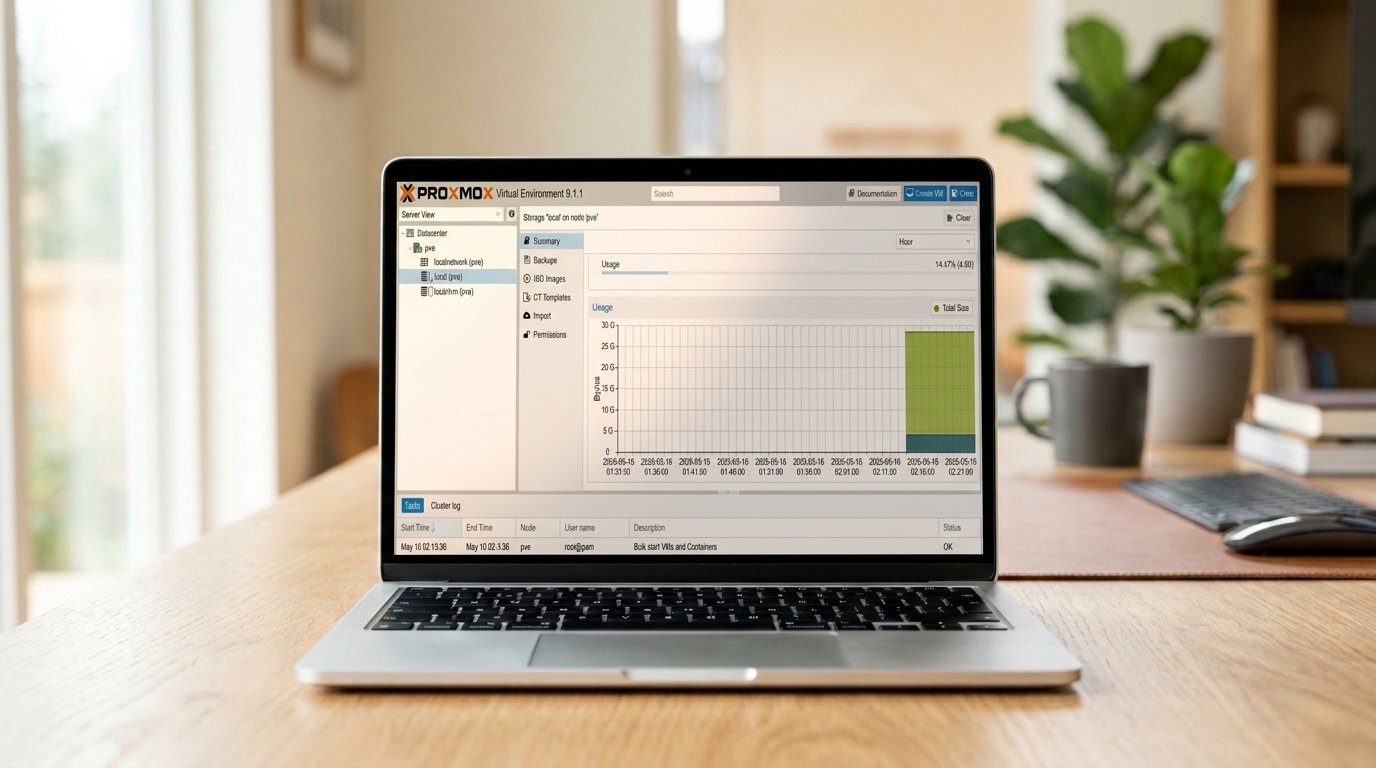 Proxmox Virtual Environment usage screen