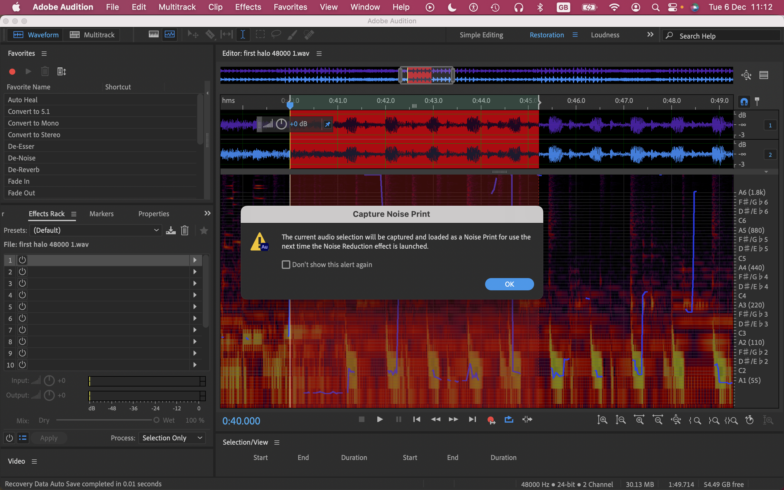 Editing audio in Adobe Audition