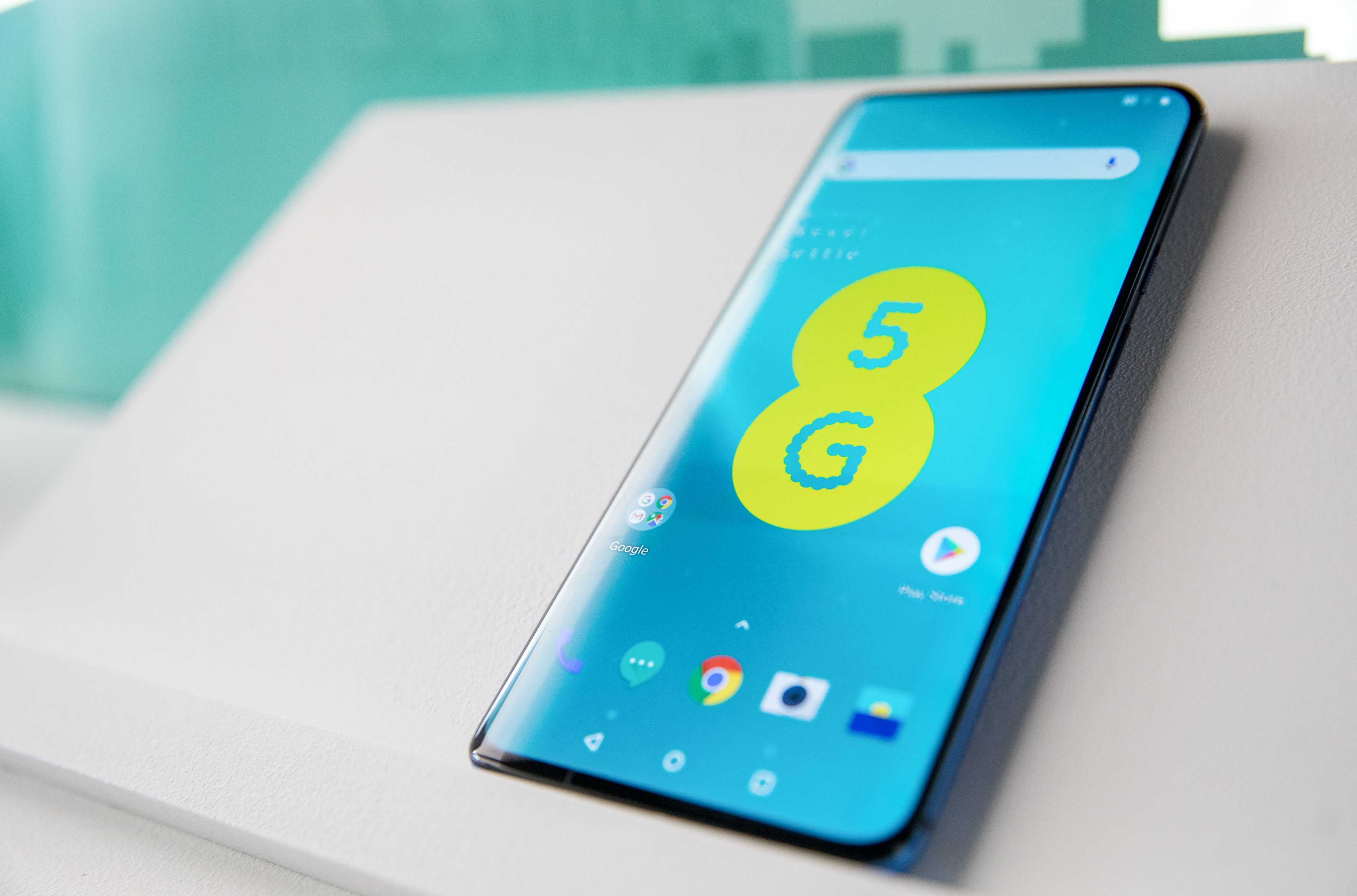 A phone showing the EE logo with 5G written inside it