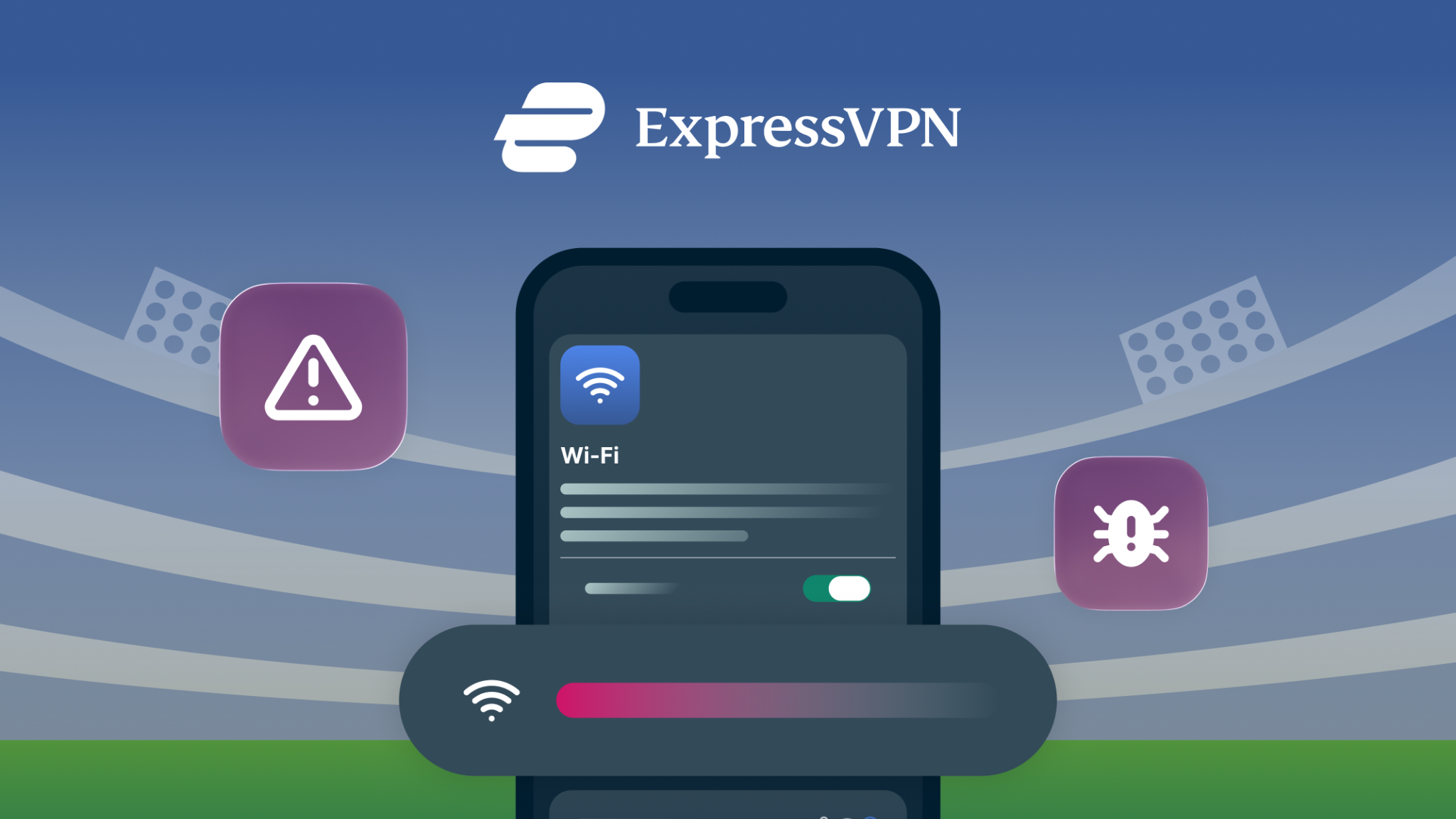 ExpressVPN graphic referring to public Wi-Fi's cybersecurity risks 