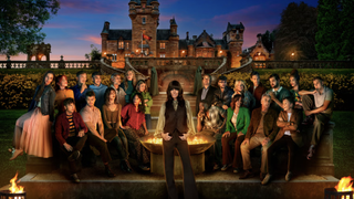 Claudia Winkleman and The Traitors UK season 4 cast in the grounds of Ardross Castle
