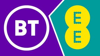 The BT logo alongside the EE logo
