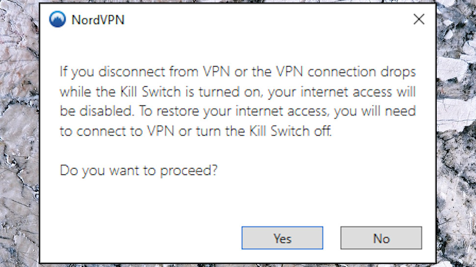 NordVPN Windows app kill switch warning
