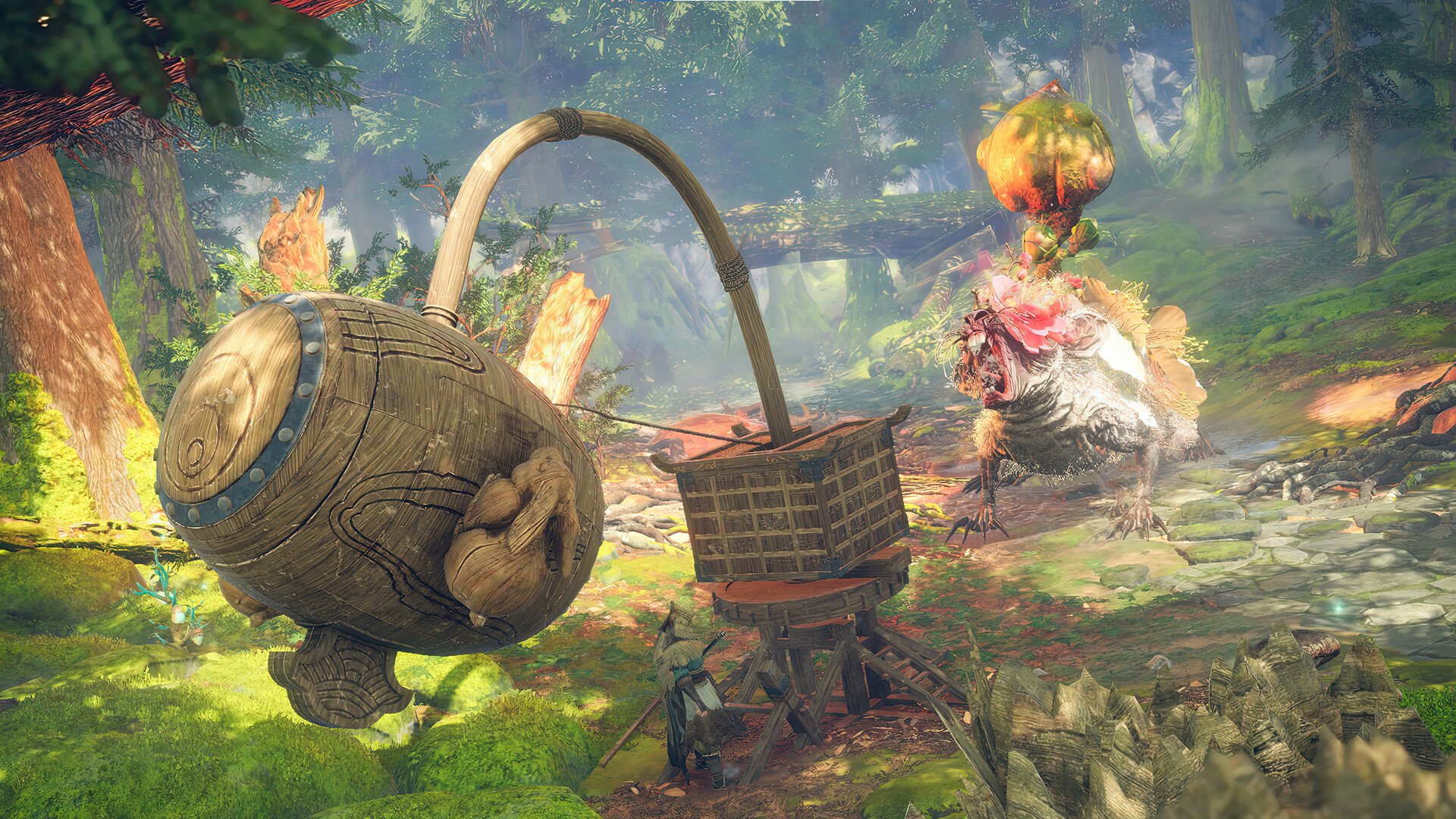 Hunter sets up a siege weapon