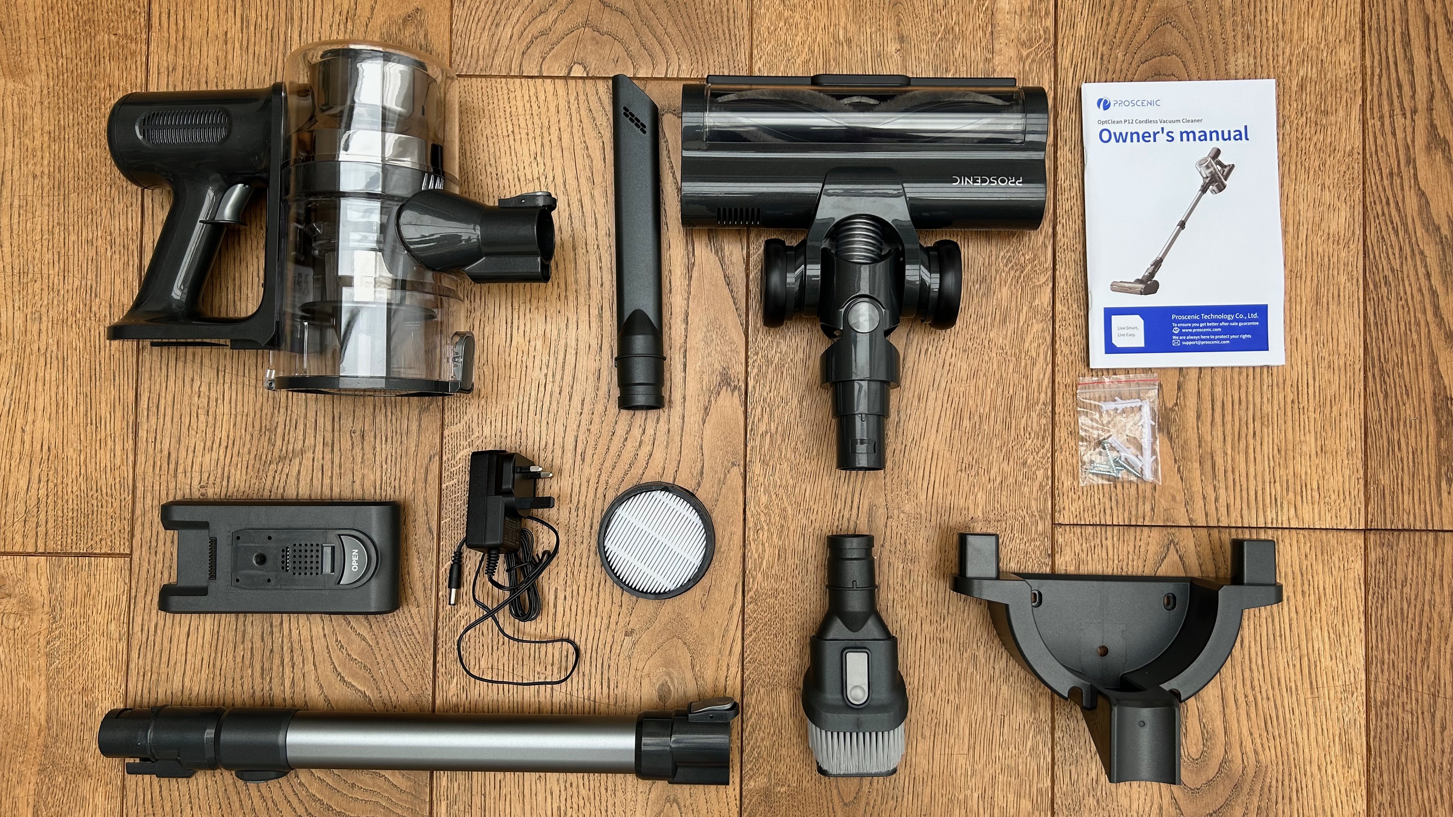 All proscenic p12 components flatlay