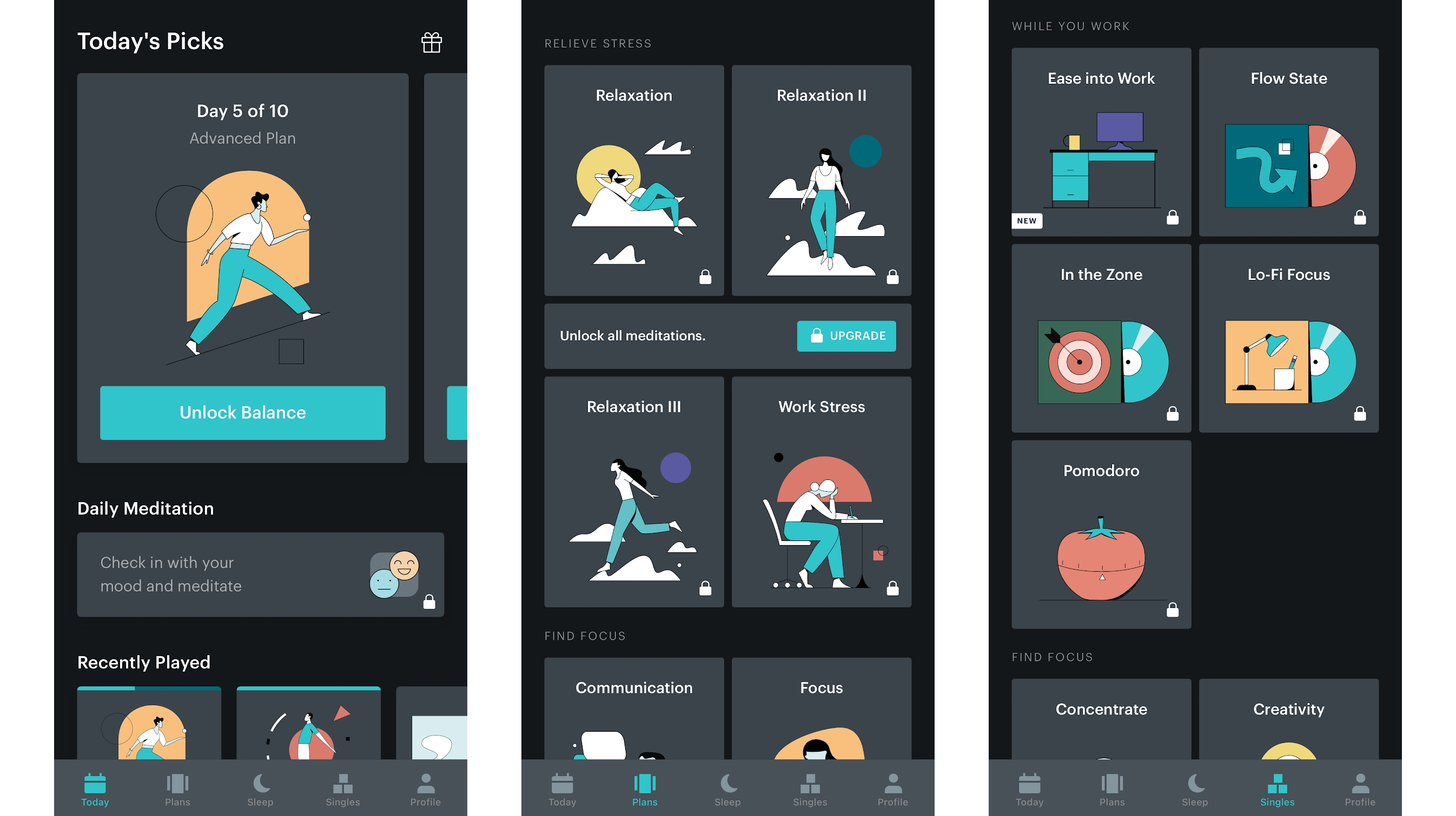 Screenshots of the Balance app