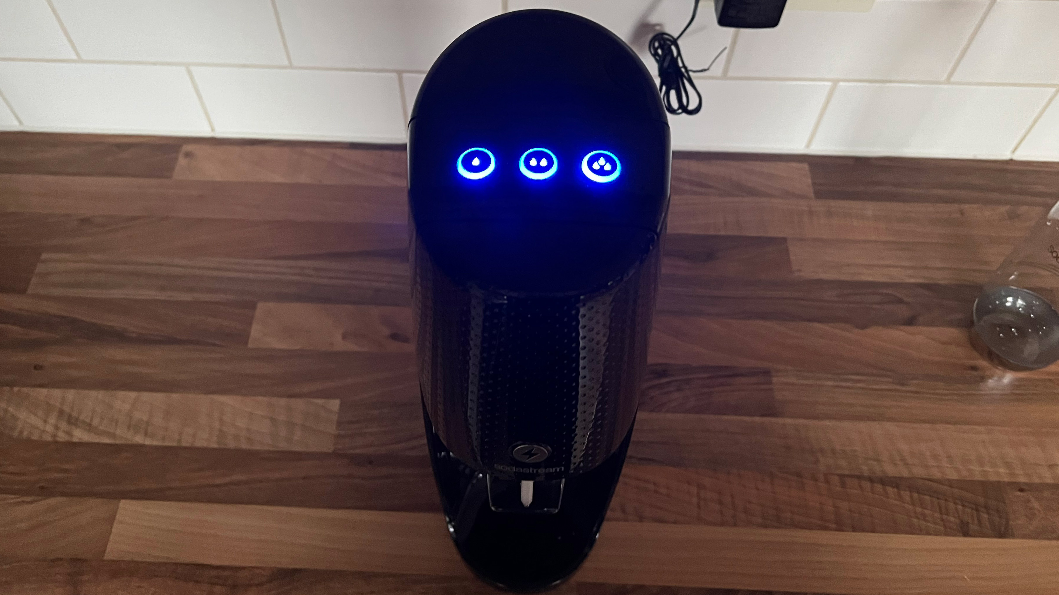 The top of the Sodastream Spirit One Touch on a kitchen countertop