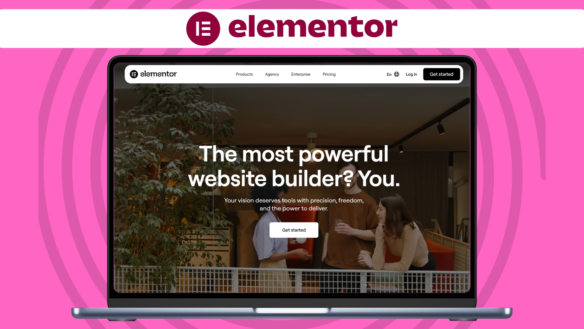An image of Elementor UI on a laptop