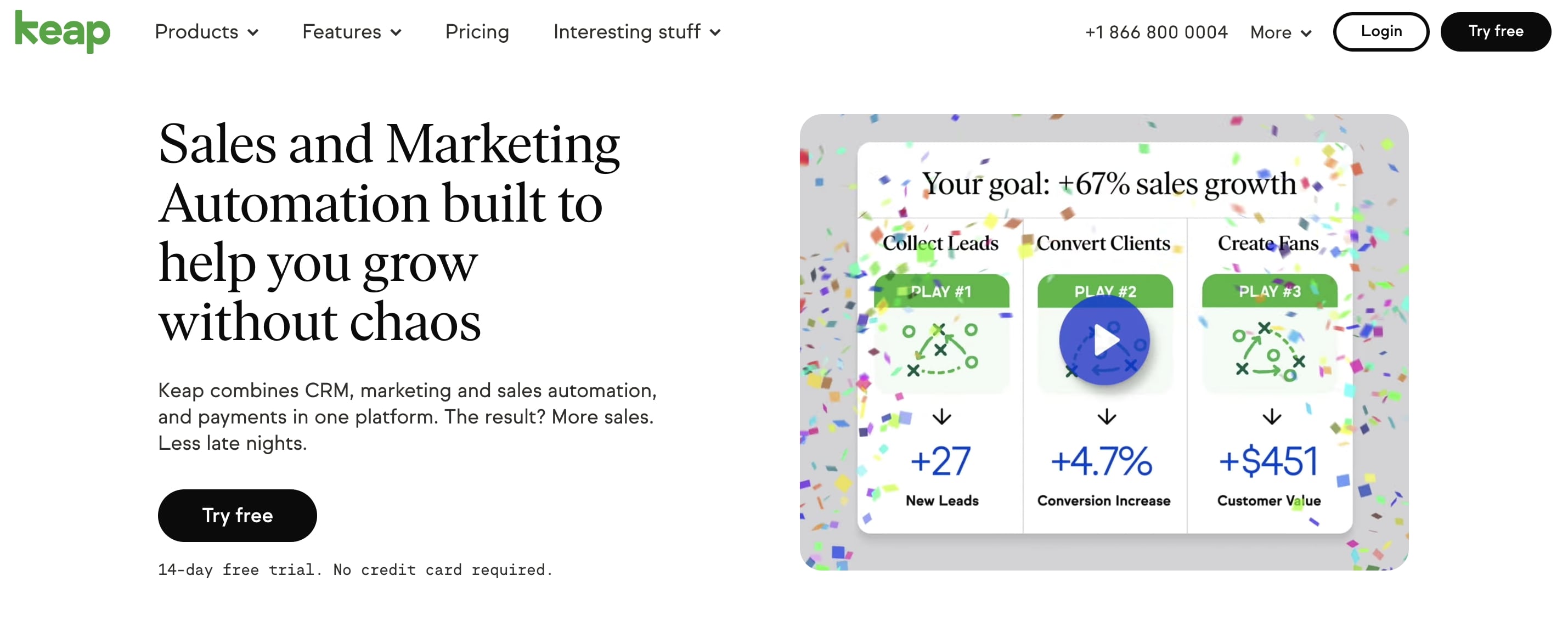 Website screenshot for Keap