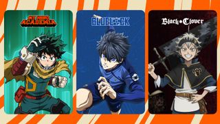 Crunchyroll Ani-May artwork featuring images from My Hero Academia, Bluelock and Black Clover