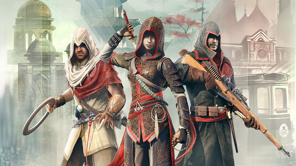 The three main protagonists of Assassin's Creed Chronicles