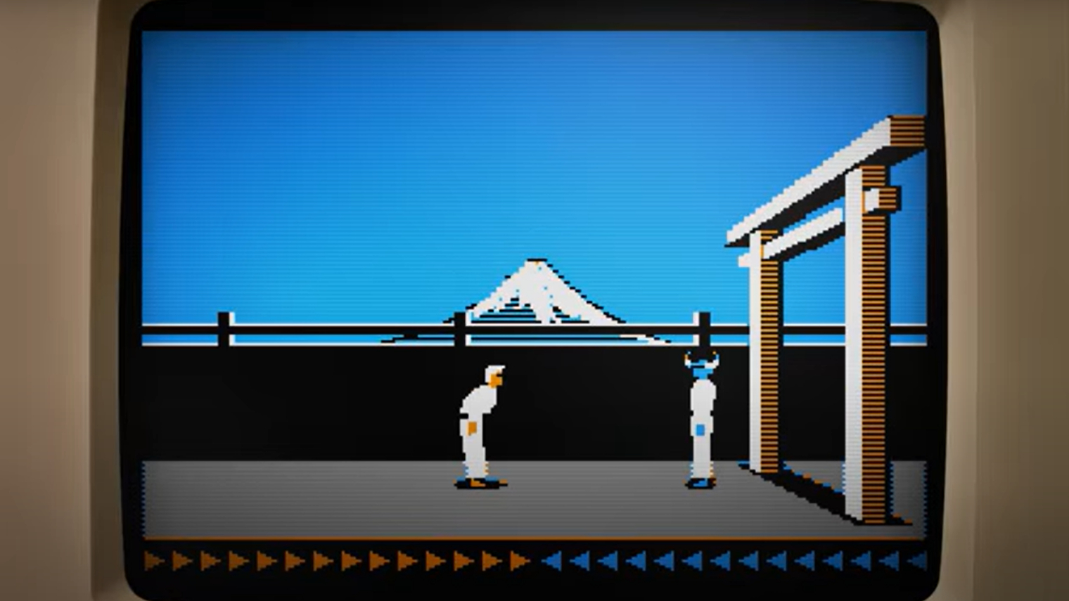 Retro TV with two martial arts characters on it