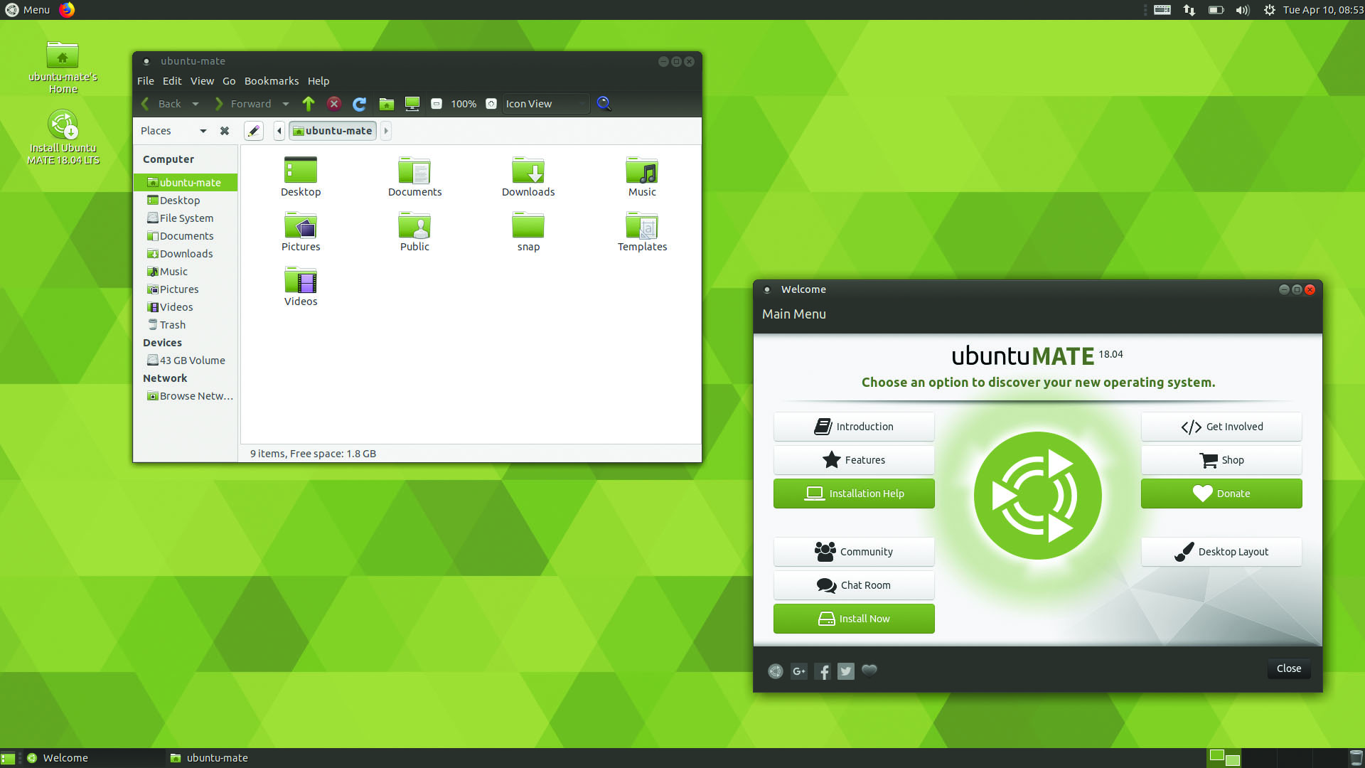 With the official release, a number of community 'flavours' will be available, including Ubuntu MATE 18.04. This uses the traditional desktop metaphor, familiar to Windows users, but with a contemporary and enhanced desktop experience.