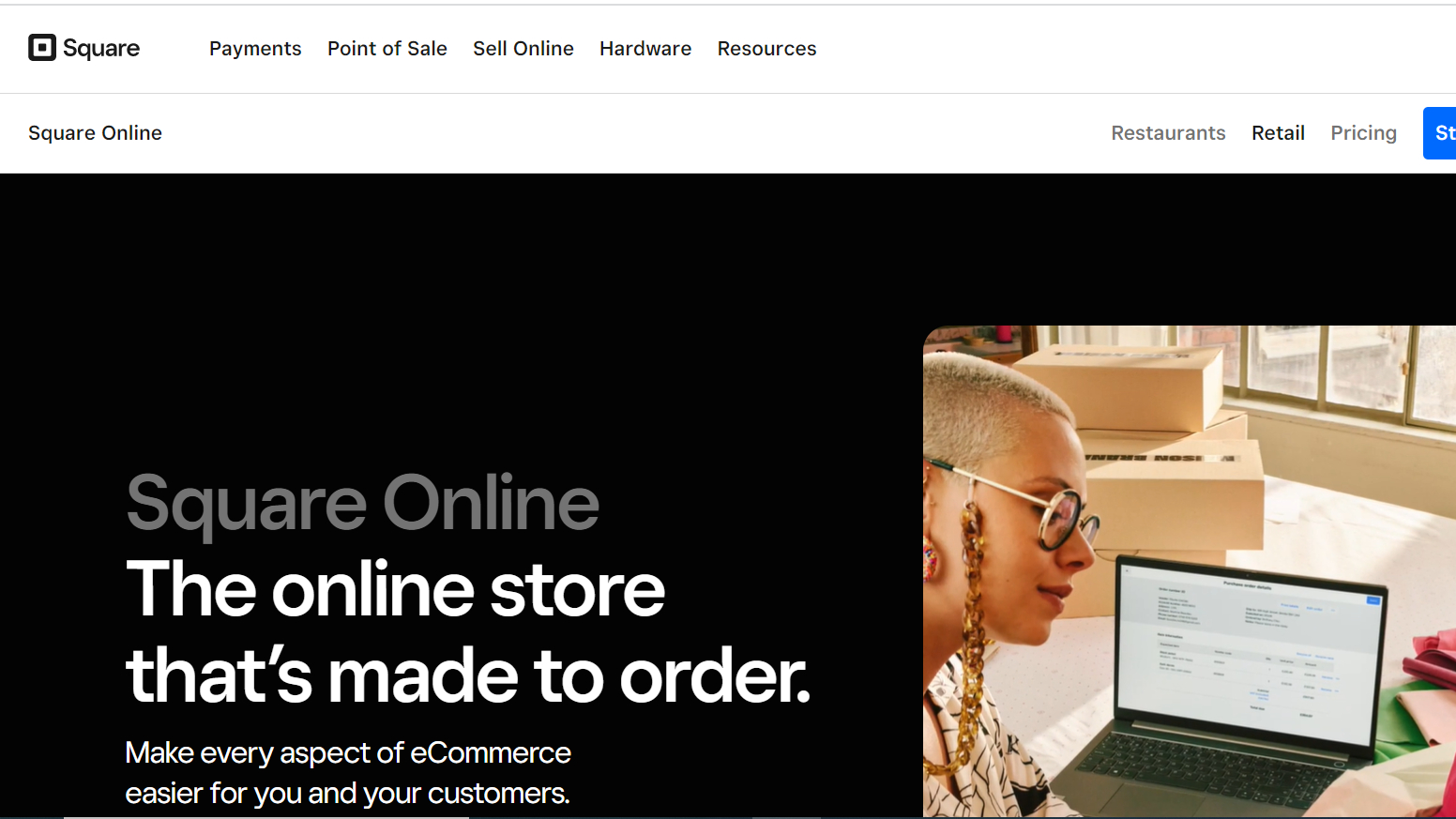 Square website builder screenshot