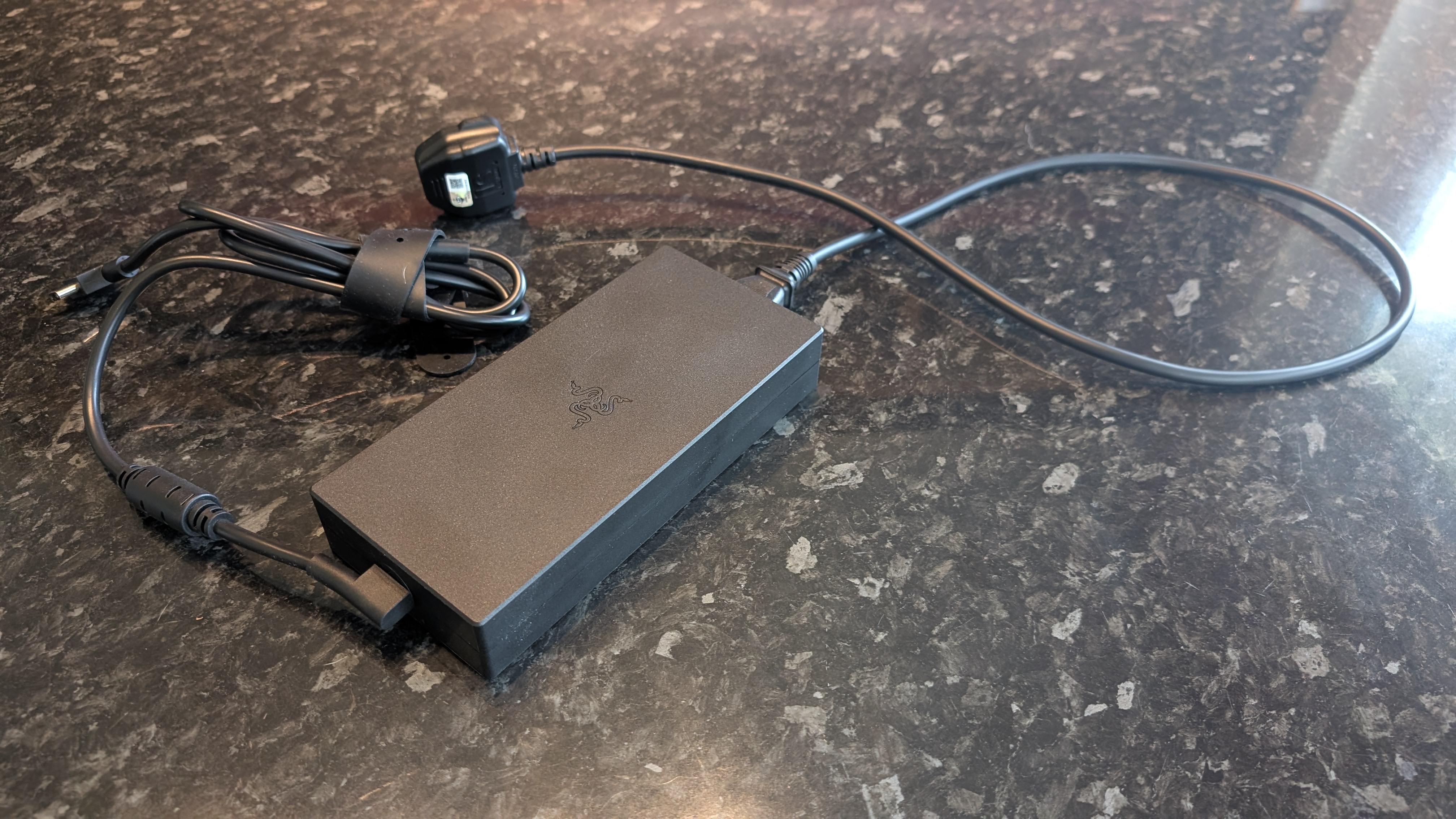 The Razer Blade 18 (2026) pictured on a black marble worktop.
