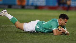 Ireland's Conor Murray scores his team's second try during the first Rugby Union test match between South Africa and Ireland ahead of the South Africa vs Ireland second Test.