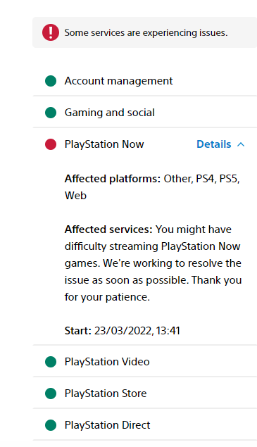 The PSN status tracker