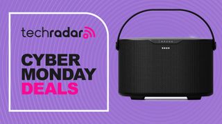 Brane X speaker on purple background