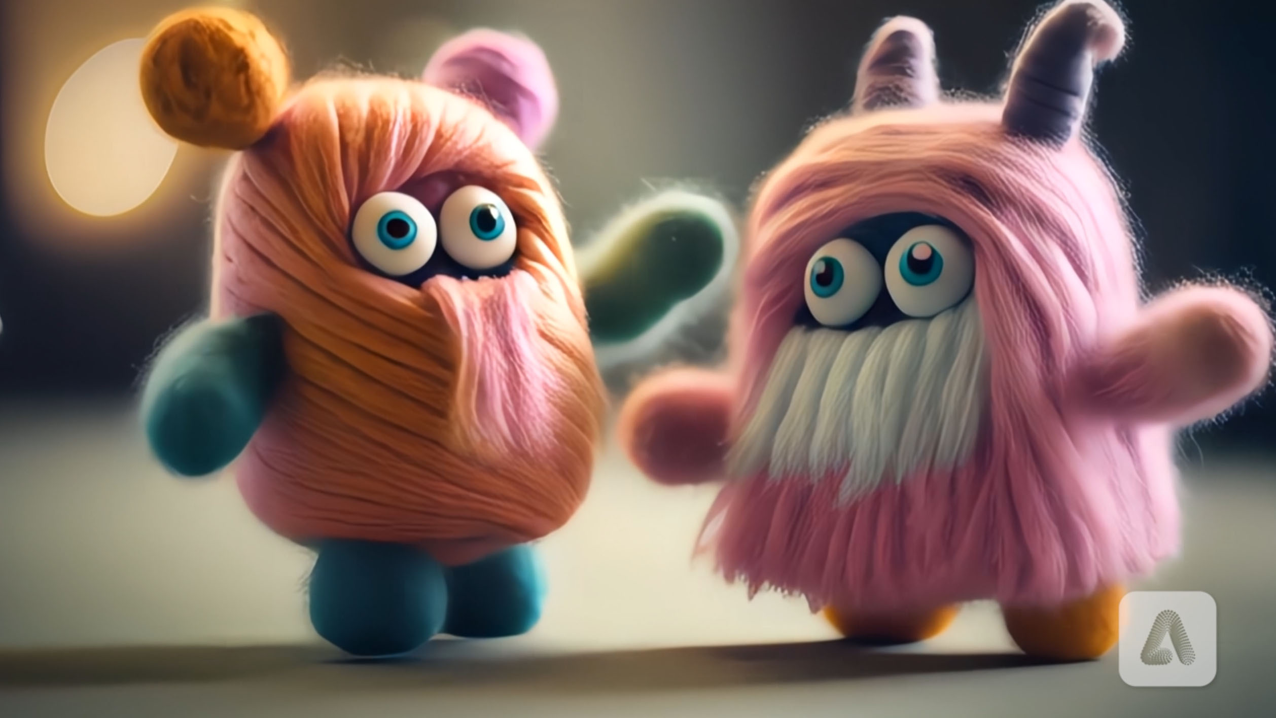 Miniature adorable monsters made in Adobe Firefly Video Model