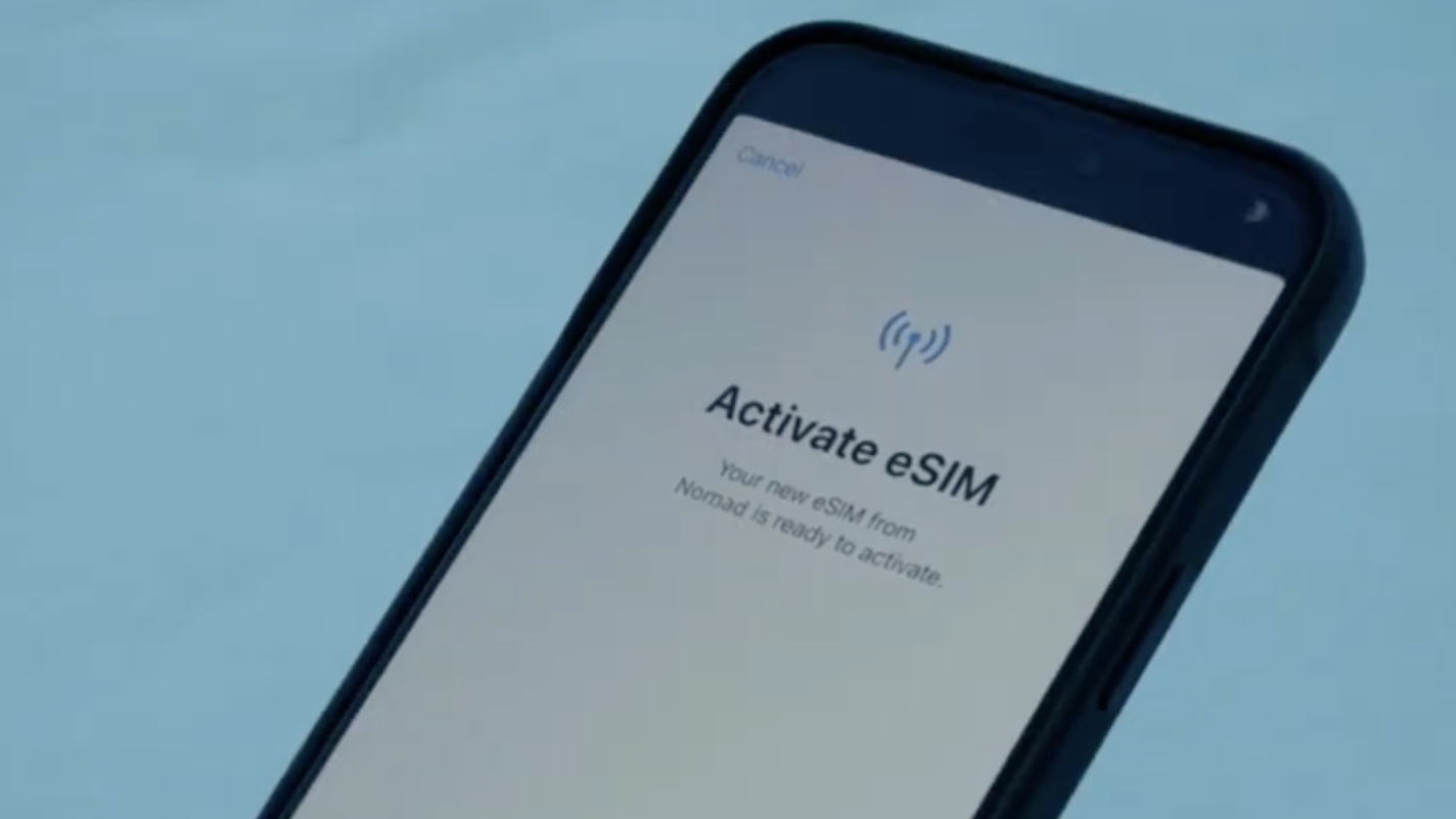 A phone activating a Nomad eSIM