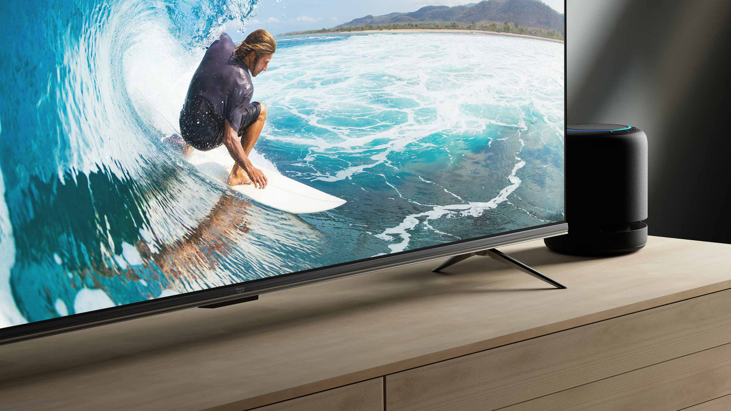 The Amazon Fire TV Omni Series on a home entertainment console.