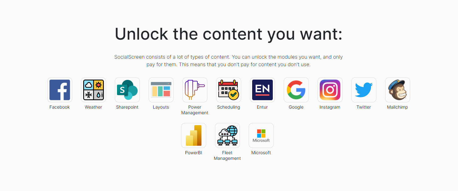 SocialScreen features