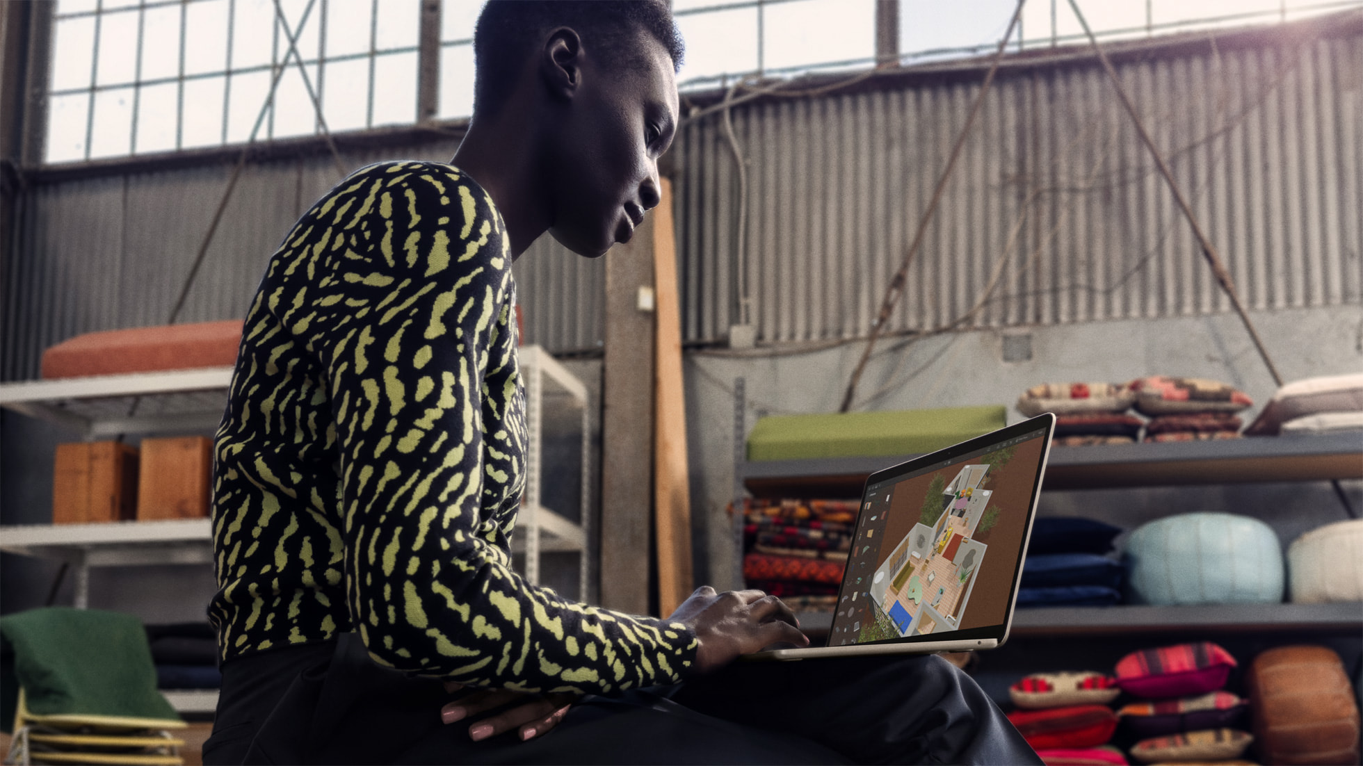 Woman using the new MacBook Air
