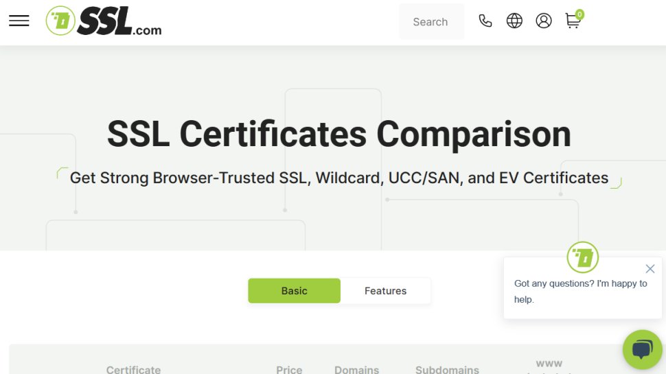 Website screenshot for SSL.com.