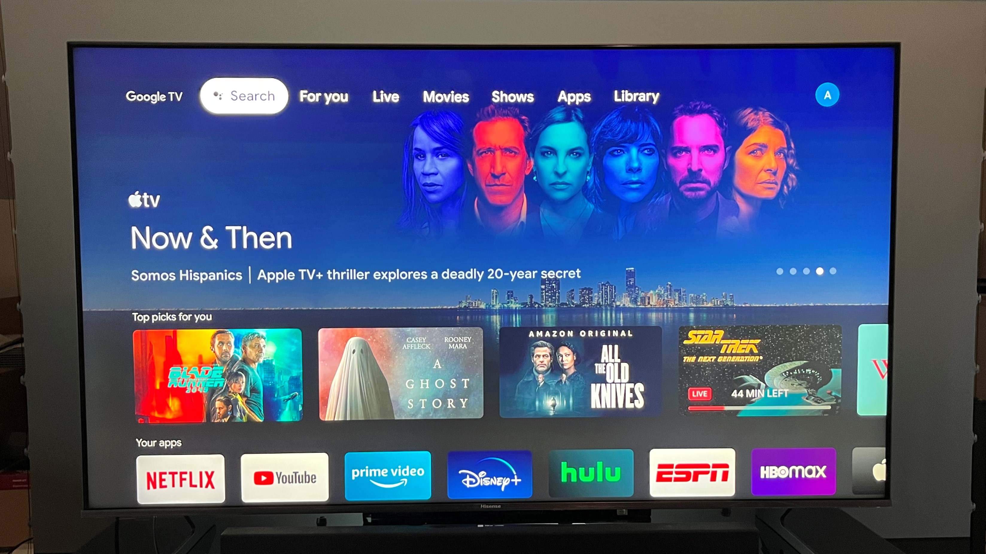 Hisense U8H TV Google TV onscreen interface