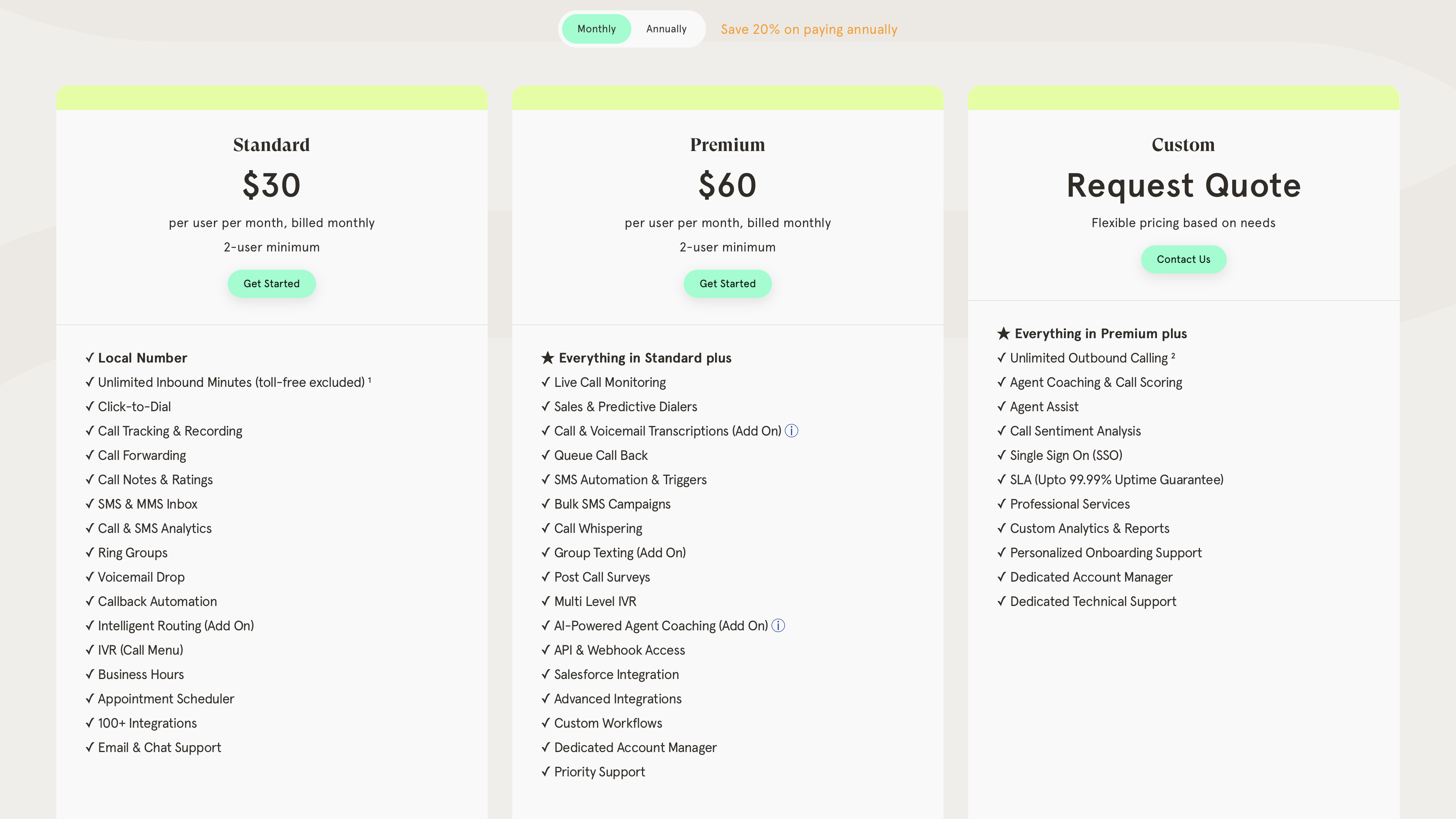 JustCall pricing October 2022