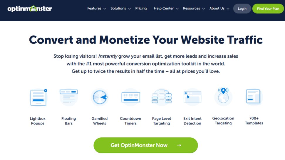 Website screenshot of OptinMonster (August, 2025)