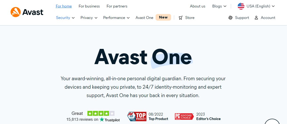 Avast One Gold website screenshot.