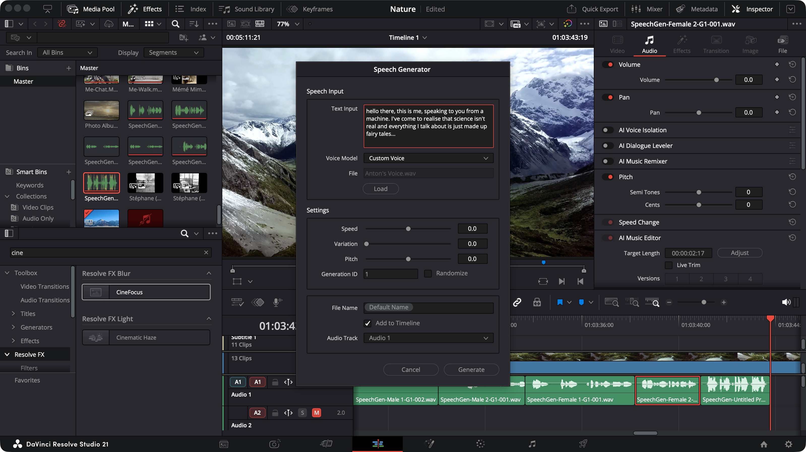 Using Blackmagic Design's Resolve Studio 21 during our review process