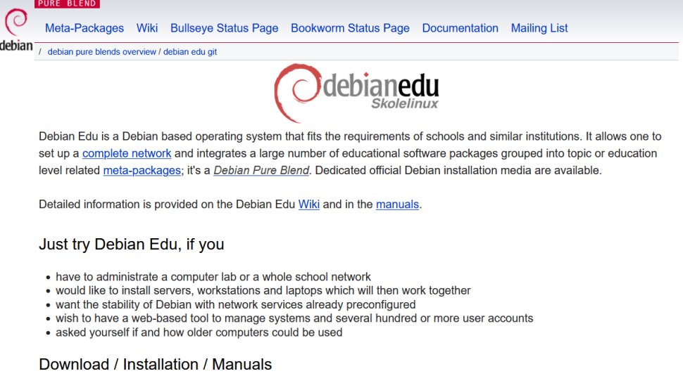 DebianEdu/Skolelinux website screenshot (December 2025).