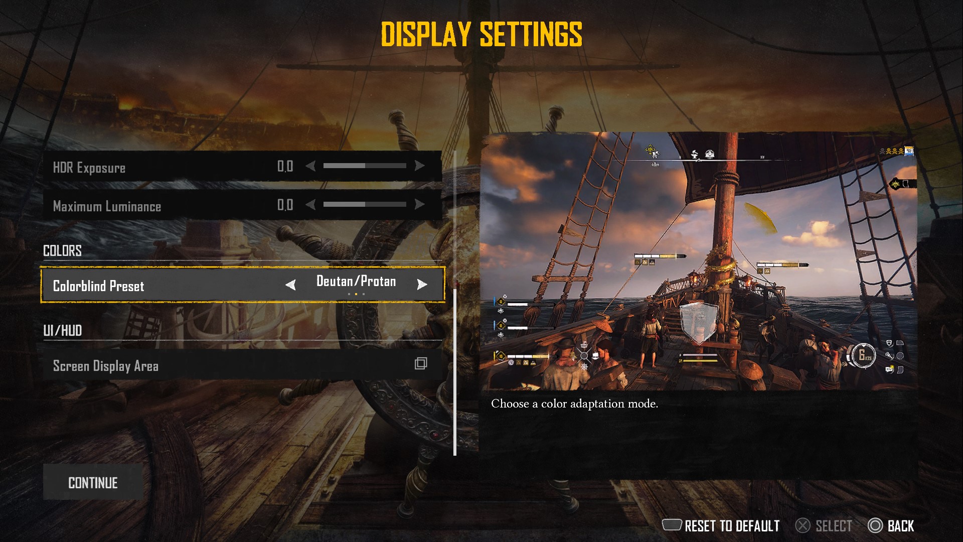 Skull and Bones accessibility menu