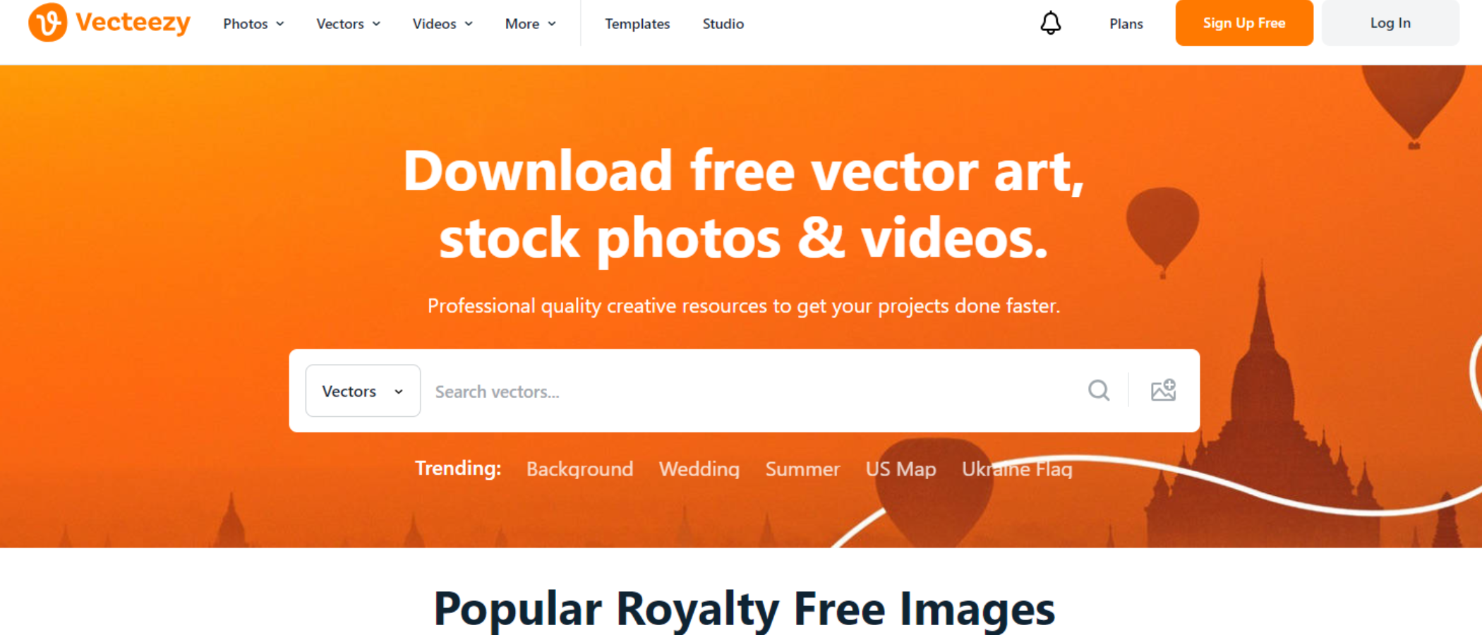 Vecteezy's free stock photo site during our test and review process