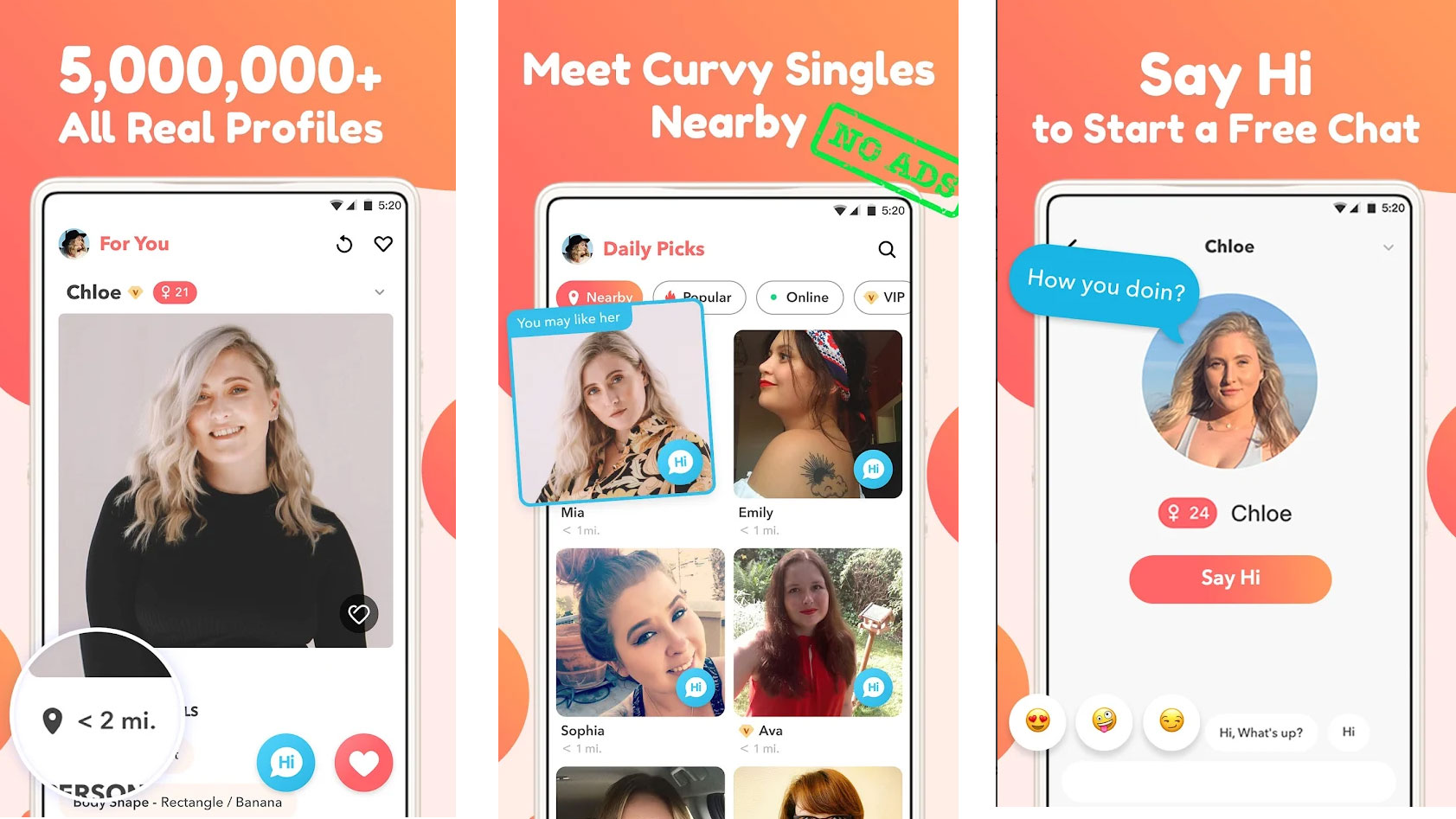 Screenshots from some of the best dating apps