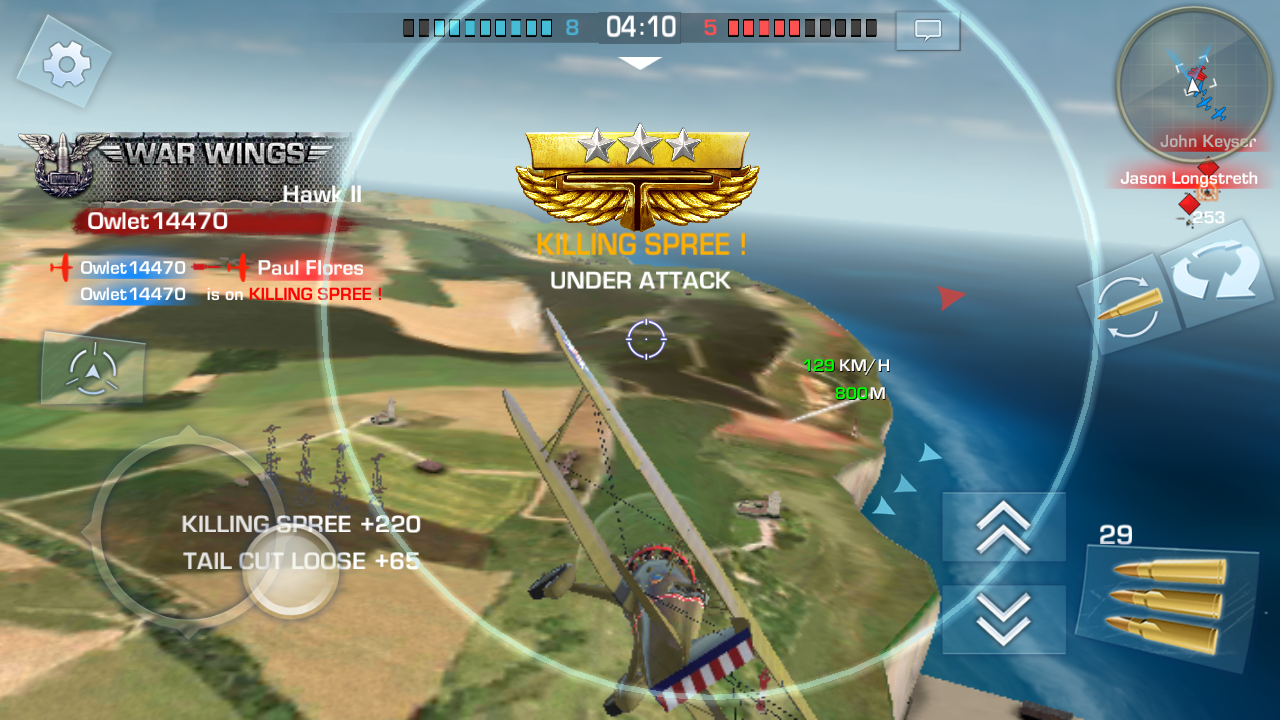 War Wings being played on the Moto E4 Plus.