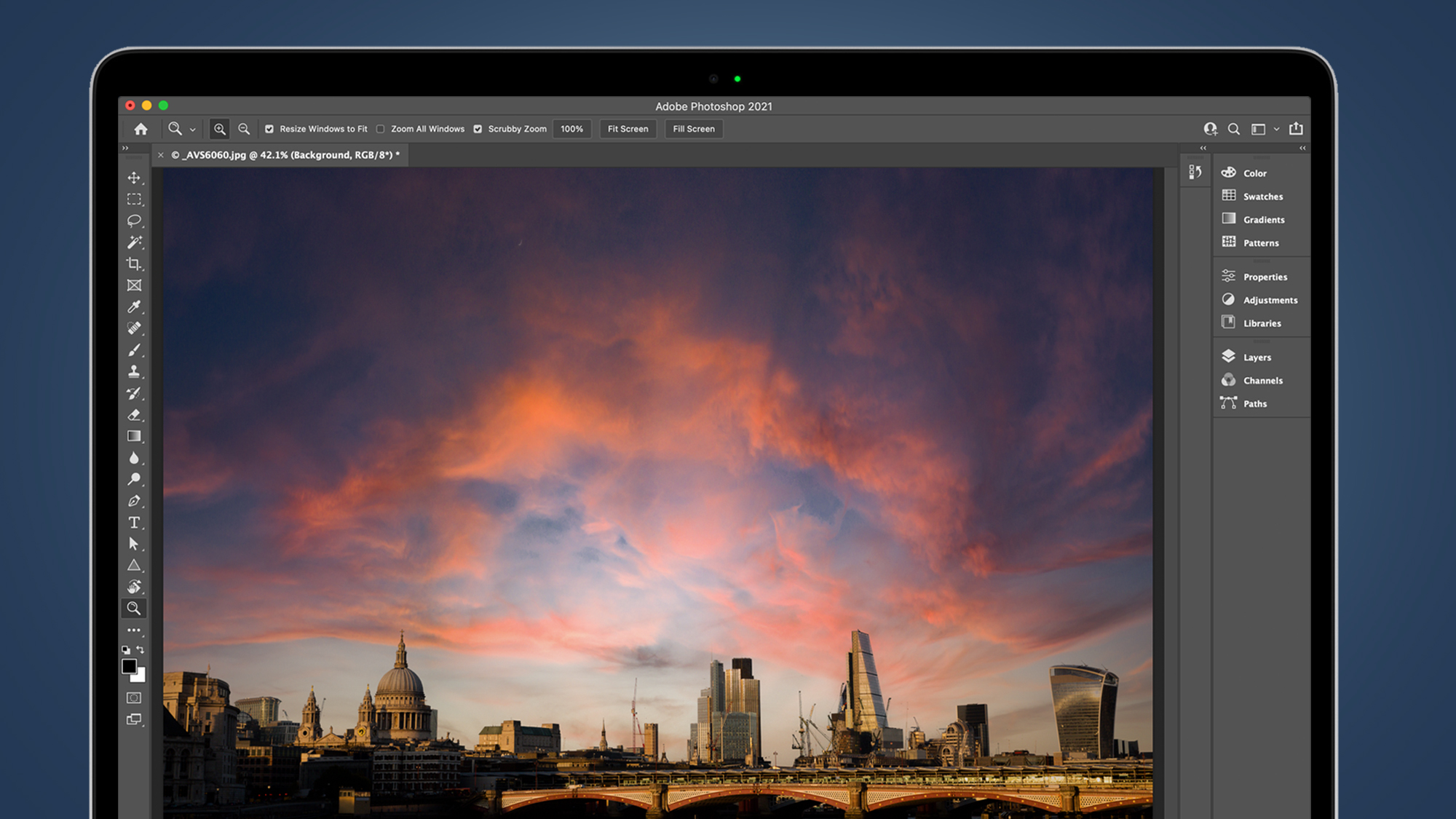 A dramatic sky over the London skyline