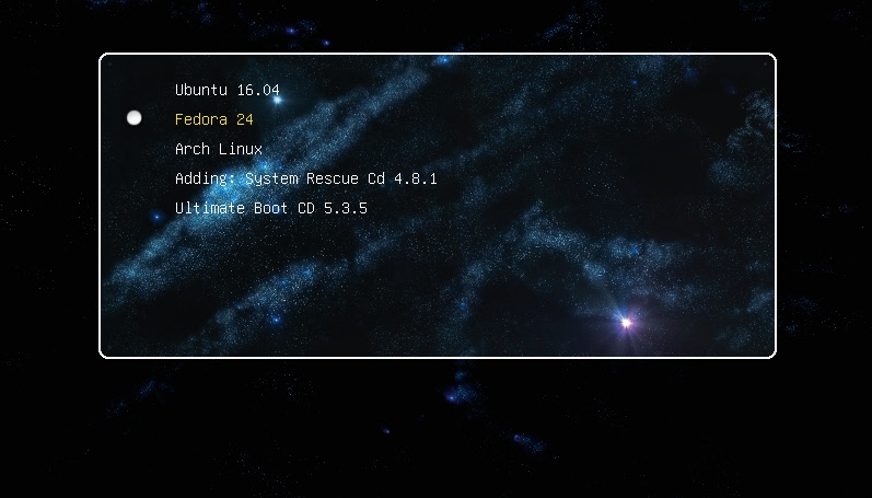 If you are creating a flash drive to share, you may want to look at the theme section of the Grub manual to make your boot screen look prettier