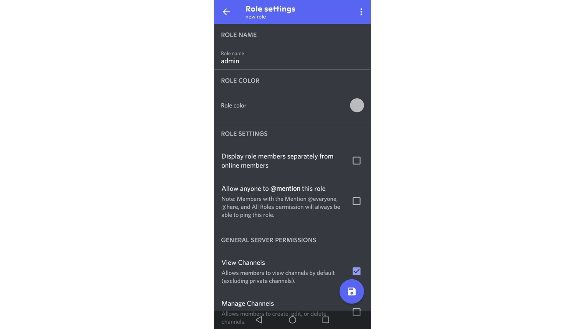 Making a user an admin on Discord for Android