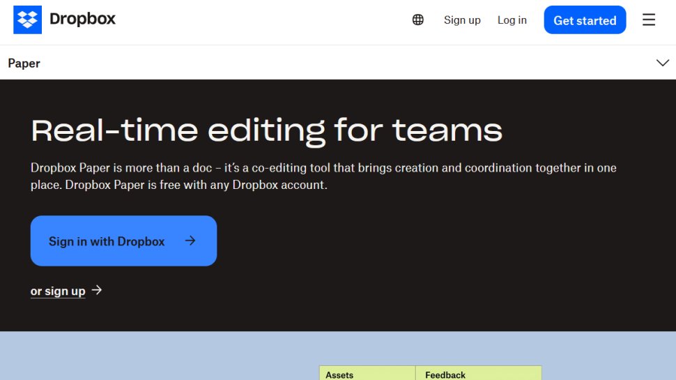 Dropbox Paper website screenshot (January 2026).