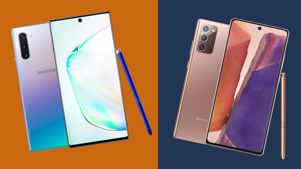 Samsung Galaxy Note 10 (L) and Note 20 (R)
