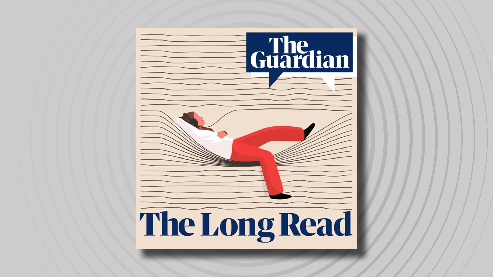 The logo of the Long Read podcast on a grey background